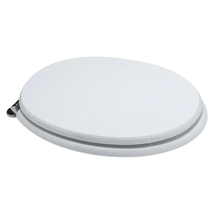 Kiamami Valentina WC-Sitz - Weiß - Weißer ovaler Toilettensitz mit Chromscharnieren.