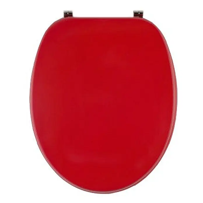 Kiamami Valentina WC-Sitz - Rot - Glänzender roter Toilettensitz mit Metallscharnieren.