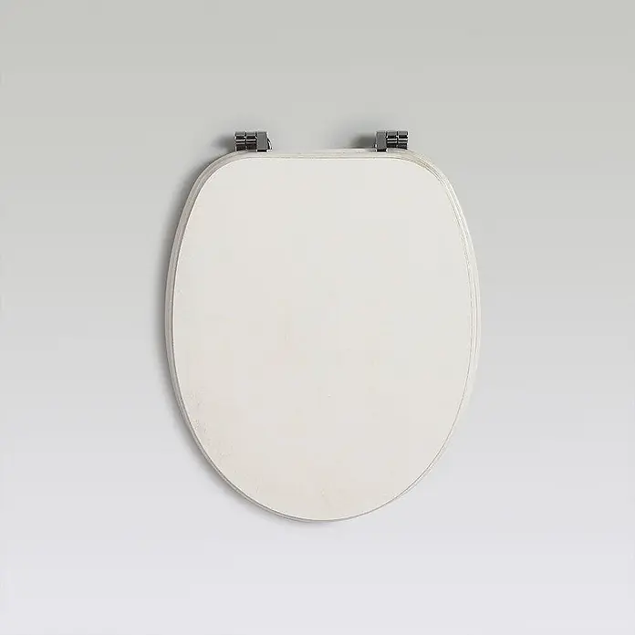 Kiamami Valentina WC-Sitz - Weiß - Weißer Toilettensitzbezug mit Metallscharnieren.