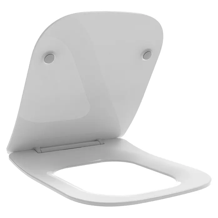 Kiamami Valentina WC-Sitz - Weiß, Mit Absenkautomatik - Weißer Toilettensitz mit Deckel, geöffnet dargestellt.