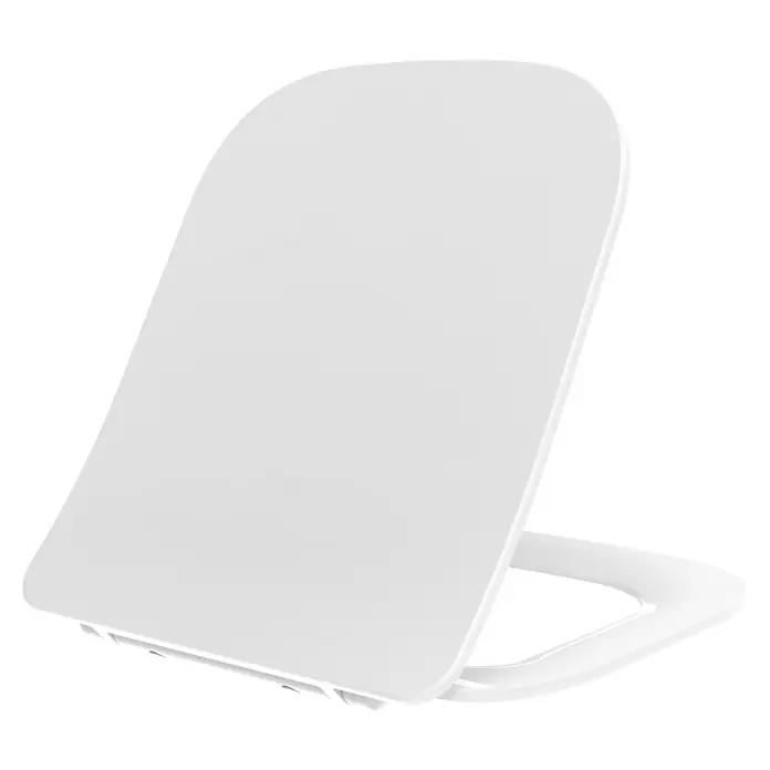 Kiamami Valentina WC-Sitz - Weiß, Mit Absenkautomatik - Weißer Toilettensitz und Deckel, geöffnet dargestellt.