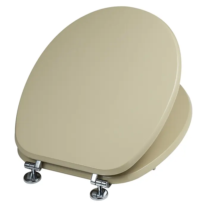 Kiamami Valentina WC-Sitz - Beige - Beiger WC-Sitz mit Chromscharnieren.