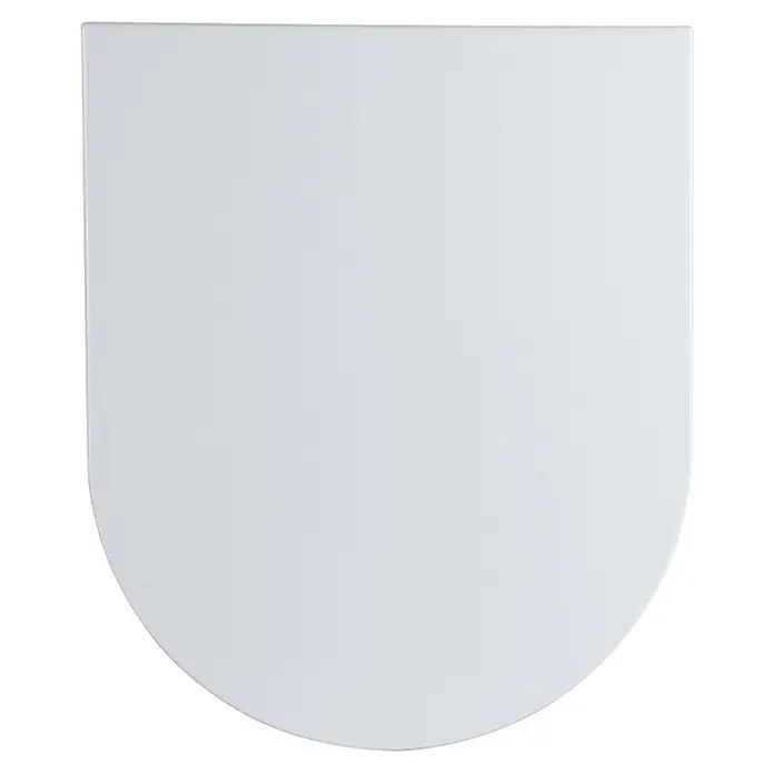 Kiamami Valentina WC-Sitz - Weiß, Mit Absenkautomatik - Weiße D-förmige Toilettenbrille mit flacher Rückseite und abgerundeter Vorderseite.