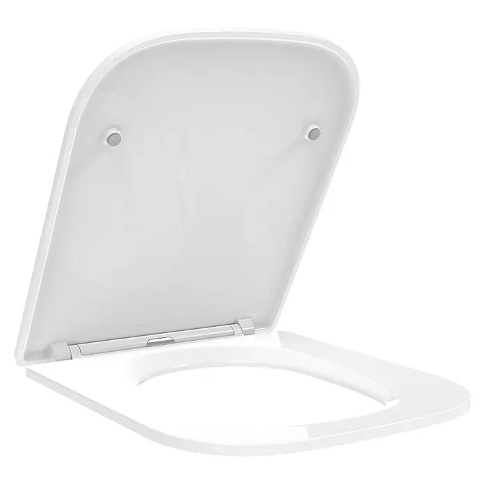Kiamami Valentina WC-Sitz - Weiß, Mit Absenkautomatik - Weiße Toilettenbrille mit offenem Deckel und Soft-Close-Scharnier.