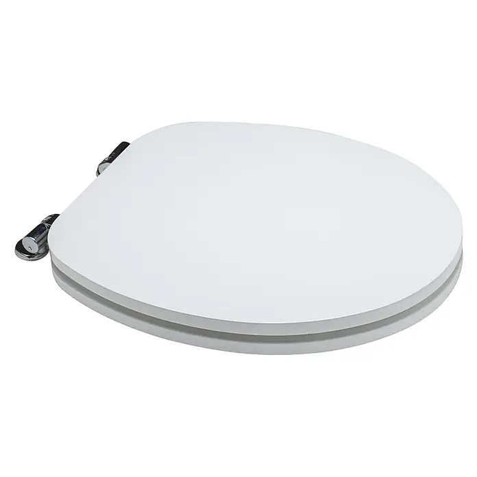 Kiamami Valentina WC-Sitz - Weiß, Mit Absenkautomatik - Weißer Toilettensitz mit Chromscharnieren.
