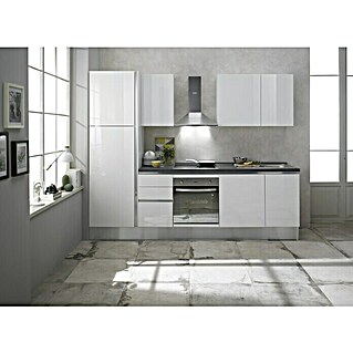 Marinelli Cucine Vormontierte Küchenzeile Giulia (Breite: 275 cm, Weiß, Mit Elektrogeräten, Dekor Arbeitsplatte: Marmoroptik, Spüle rechts)