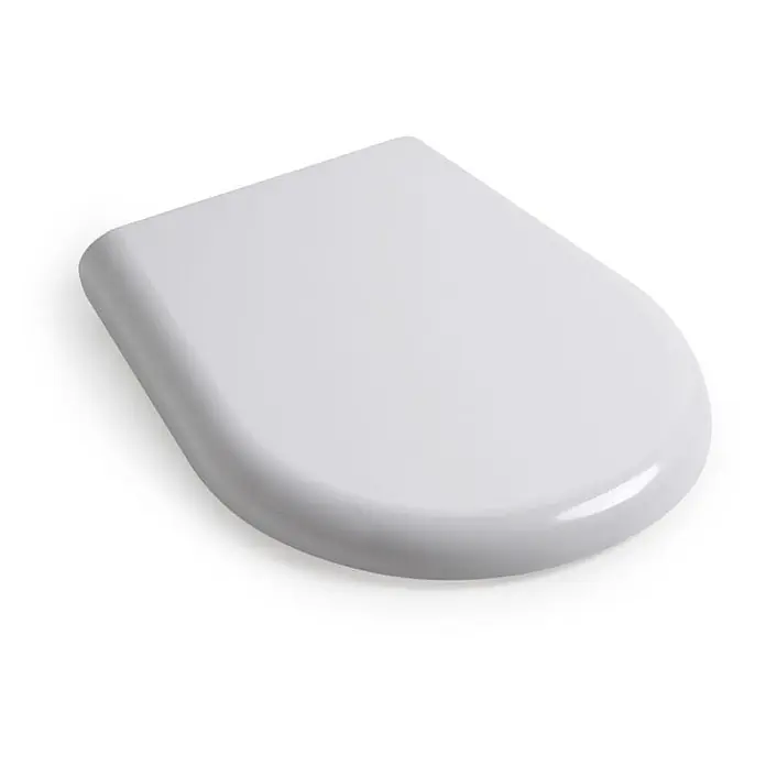 Kiamami Valentina WC-Sitz - Weiß, Mit Absenkautomatik - Weißer, glatter Toilettensitzdeckel mit abgerundeter Vorderseite.