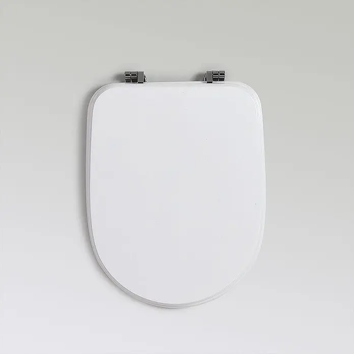 Kiamami Valentina WC-Sitz - Weiß - Weißer Toilettensitz mit Chromscharnieren.