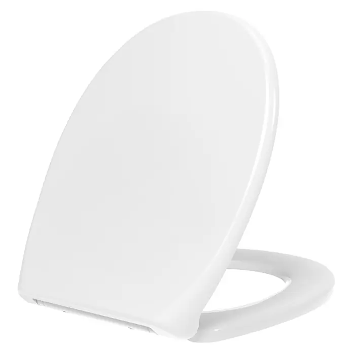Kiamami Valentina WC-Sitz - Weiß, Mit Absenkautomatik - Weißer Toilettensitz mit Deckel, mit glatter, glänzender Oberfläche.