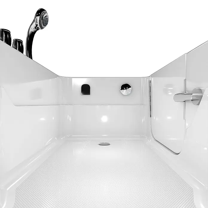 AcquaVapore Badewanne Fertigdusche S17-TH-L - 150 x 75 cm, Acryl, Weiß - Weiße begehbare Badewanne innen mit rutschfestem Boden, Handbrause und Sicherheitstür.