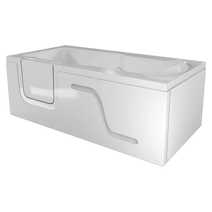 AcquaVapore Badewanne Fertigdusche S17-R - 75 x 150 cm, Acryl, Weiß - Weiße Badewanne mit Einstiegstür und integriertem Haltegriff.