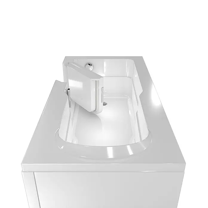 AcquaVapore Badewanne Fertigdusche S17-R - 75 x 150 cm, Acryl, Weiß - Weiße barrierefreie Badewanne mit offener Schwenktür für einfachen Zugang.