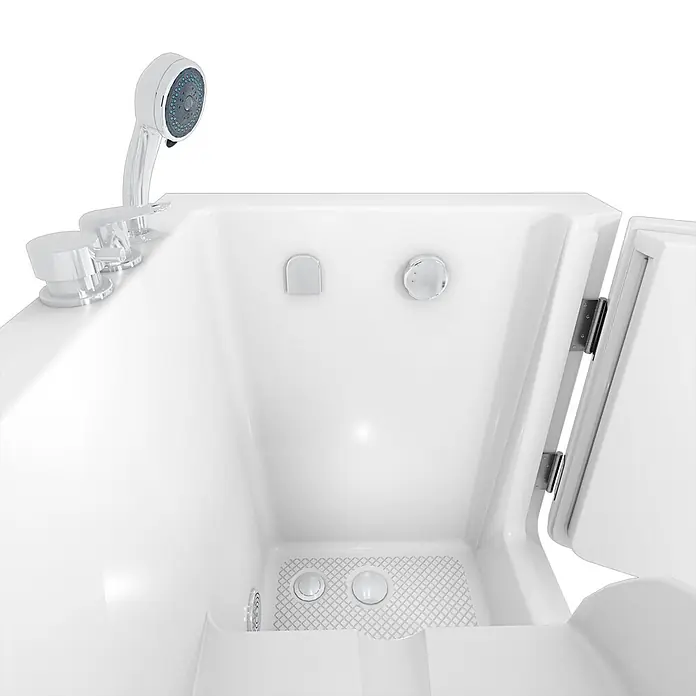AcquaVapore Badewanne Fertigdusche S02-C-L - 100 x 78 cm, Acryl, Weiß - Weißes, barrierefreies Badewanneninterieur mit Handbrause, Armaturen und rutschfestem Boden.