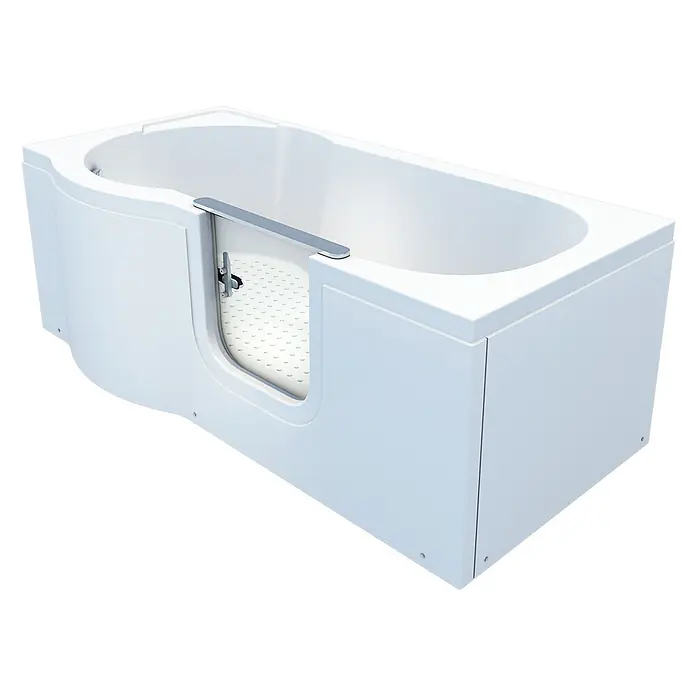 AcquaVapore Badewanne Fertigdusche S12-R - 85 x 170 cm, Acryl, Weiß - Weiße begehbare Badewanne mit integrierter Zugangstür und rutschfester Innenfläche für einfachen Ein- und Ausstieg.