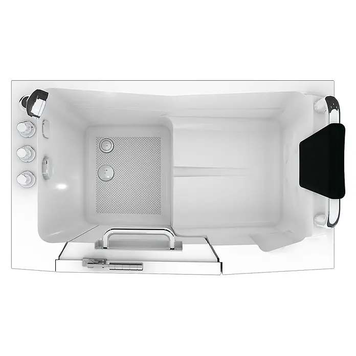 AcquaVapore Badewanne Fertigdusche S08-TH-A-R - 68 x 110 cm, Acryl, Weiß - Weißer begehbarer Badewanne mit Sitz, Bedienelementen, Haltegriffen und rutschfestem Boden für barrierefreies Baden.