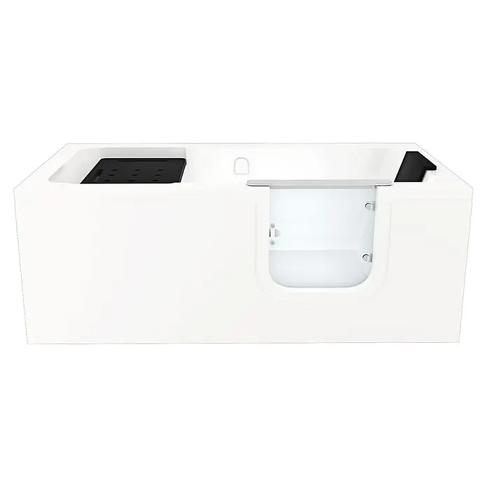 AcquaVapore Badewanne Fertigdusche S15-R -  - Weiße barrierefreie Badewanne mit transparenter Einstiegstür, integriertem Sitz und Haltegriff für einfaches Baden.