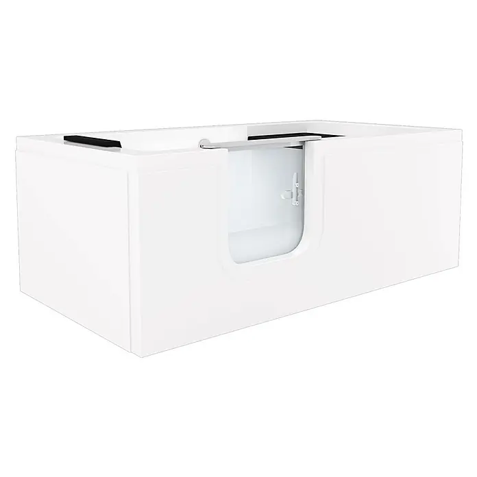 AcquaVapore Badewanne Fertigdusche S15-L -  - Weiße barrierefreie Badewanne mit transparenter, dichter Tür für einfachen Zugang.
