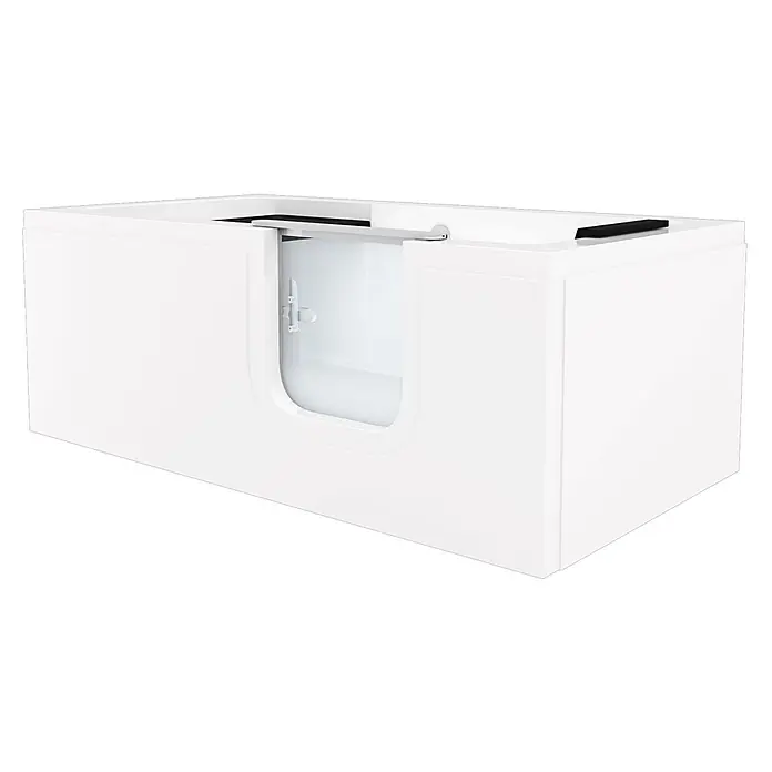 AcquaVapore Badewanne Fertigdusche S15-R -  - Weißer barrierefreier Badewanne mit klarer Glastür für einfachen Zugang.