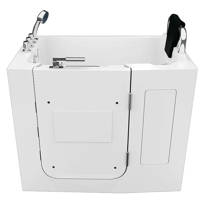 AcquaVapore Badewanne Fertigdusche S08-TH-B-R - 110 x 68 cm, Acryl, Weiß - Weiße begehbare Badewanne mit integrierter Brause, Bedienelementen und Sicherheitsgriff, für barrierefreies Baden.