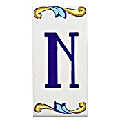 Azulejo de gres Letra N (7,5 x 15 cm, Blanco, Brillante)