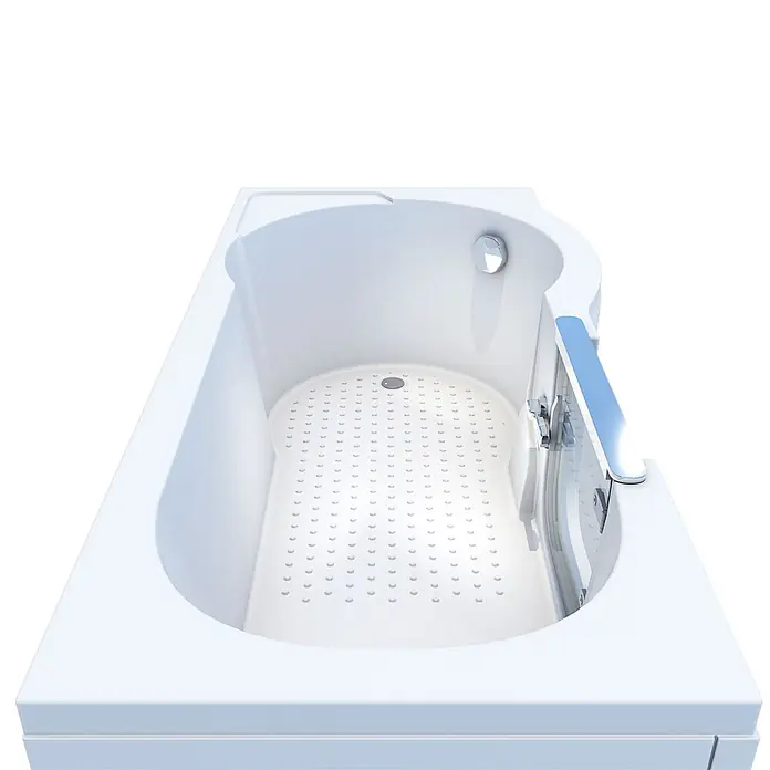 AcquaVapore Badewanne Fertigdusche S12-L - 170 x 85 cm, Acryl, Weiß - Weiße Acryl-Badewanne mit integriertem Duschbereich, Chromarmatur, klarer Trennwand und rutschfester Struktur.