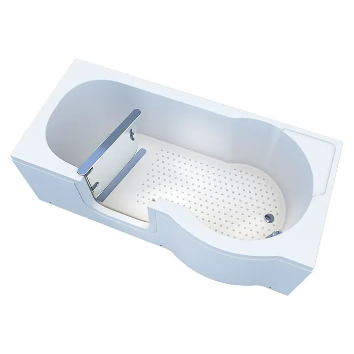AcquaVapore Badewanne Fertigdusche S12-L - 170 x 85 cm, Acryl, Weiß - Weiße barrierefreie Badewanne mit integriertem Badelift und rutschfester Bodenstruktur für einfachen, sicheren Einstieg.
