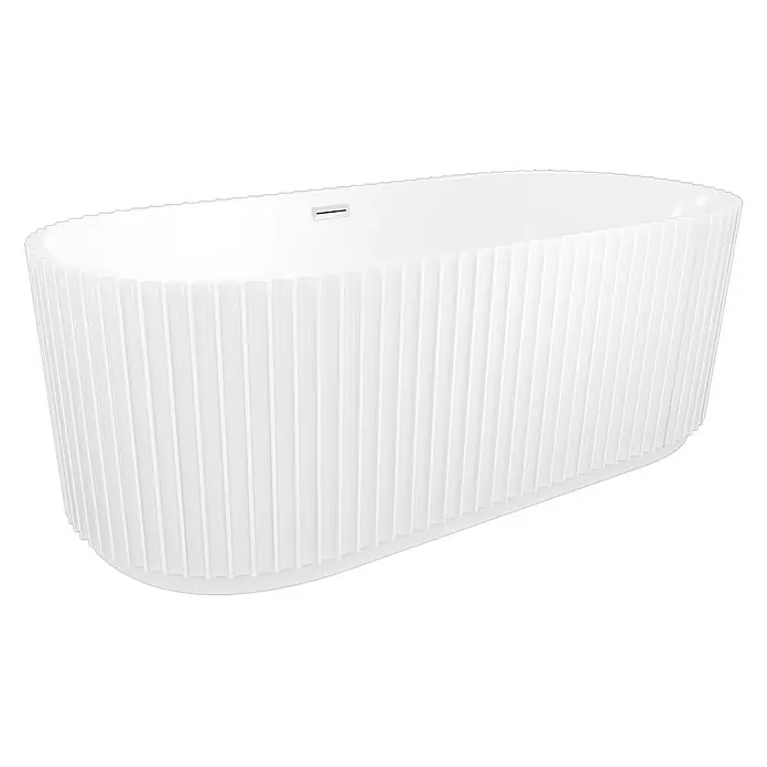 AcquaVapore Freistehende Badewanne Fertigdusche F08-170 - L x B: 170 x 80 cm, Acryl, Weiß - Weiße, geriffelte freistehende Badewanne mit integriertem Überlaufschlitz.