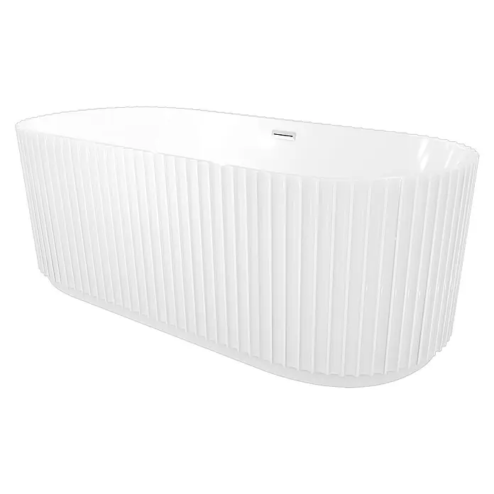 AcquaVapore Freistehende Badewanne Fertigdusche F08-170 - L x B: 170 x 80 cm, Acryl, Weiß - Weiße freistehende ovale Badewanne mit markanter geriffelter Außenstruktur.