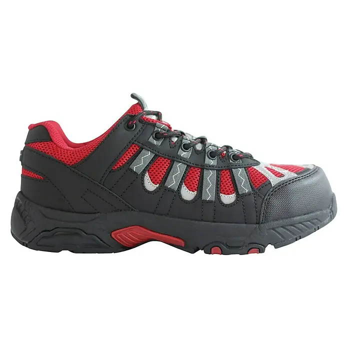Power Safe Sicherheitshalbschuh Nick - Schuhgröße: 36, S1 - Abgebildeter roter und schwarzer Sicherheitsschuh, ideal für den Einsatz in anspruchsvollen Arbeitsumgebungen.