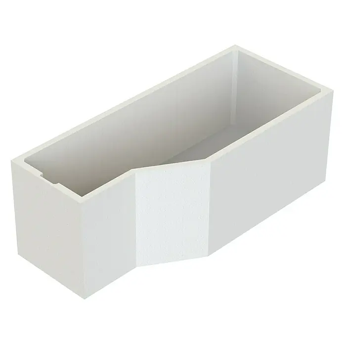Ottofond Badewannenträger Flint A - Passend für: Badewanne Flint A 160 x 80 cm - Nahaufnahme einer weißen, rechteckigen Pflanzkiste mit einer ungewöhnlichen, gestuften Form, ideal für moderne Gärten und Terrassen.