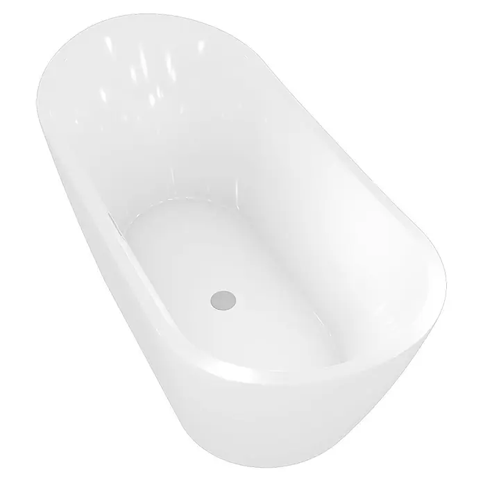 AcquaVapore Freistehende Badewanne Fertigdusche F03-180 - L x B: 180 x 80 cm, Acryl, Weiß - Weiße freistehende Badewanne mit sichtbarem Abfluss und glänzendem Innenraum.