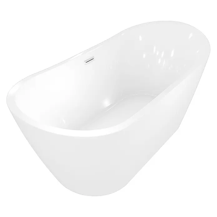 AcquaVapore Freistehende Badewanne Fertigdusche F03-180 - L x B: 180 x 80 cm, Acryl, Weiß - Weiße, freistehende, moderne Badewanne mit integriertem Überlauf.