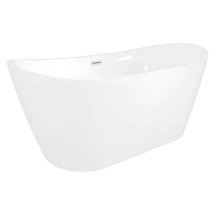 AcquaVapore Freistehende Badewanne Fertigdusche F03-180 - L x B: 180 x 80 cm, Acryl, Weiß - Freistehende weiße Badewanne mit modernem Design und integriertem Überlauf.