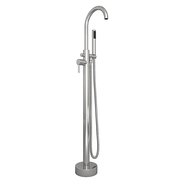 AcquaVapore Freistehende Badewanne Fertigdusche F08-170-AF02 - L x B: 170 x 80 cm, Acryl, Weiß - Verchromter Stand-Badmischer mit Hauptauslauf und Handbrause an flexiblem Schlauch.