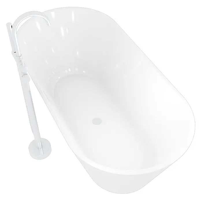 AcquaVapore Freistehende Badewanne Fertigdusche F01-170-AF04 - L x B: 170 x 80 cm, Acryl, Weiß - Weiße freistehende Badewanne mit bodenstehender Armatur.