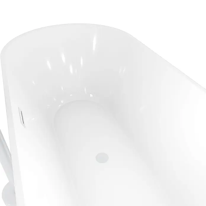 AcquaVapore Freistehende Badewanne Fertigdusche F01-170-AF04 - L x B: 170 x 80 cm, Acryl, Weiß - Weißes, glänzendes Wanneninnere mit Ablauf und Überlauf.