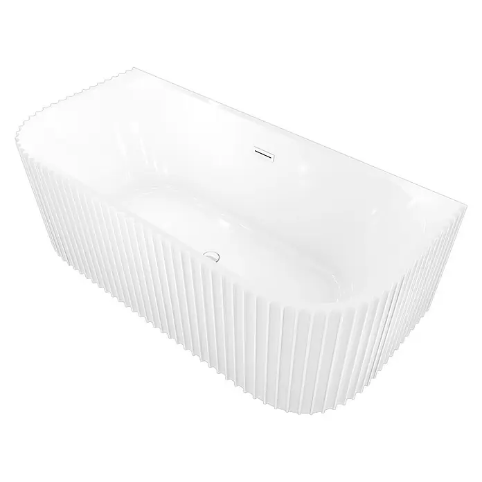 AcquaVapore Freistehende Badewanne Fertigdusche F07-170-B - L x B: 170 x 80 cm, Acryl, Weiß - Weiße freistehende Badewanne mit glatter Innenseite, linearem Überlauf und geriffelter Außenseite.