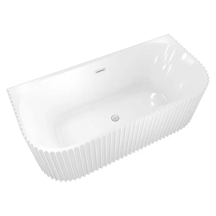 AcquaVapore Freistehende Badewanne Fertigdusche F07-170-B - L x B: 170 x 80 cm, Acryl, Weiß - Weiße freistehende Badewanne mit glatter Innenseite und gerillter Außenseite, inklusive Überlauf und zentralem Ablauf.