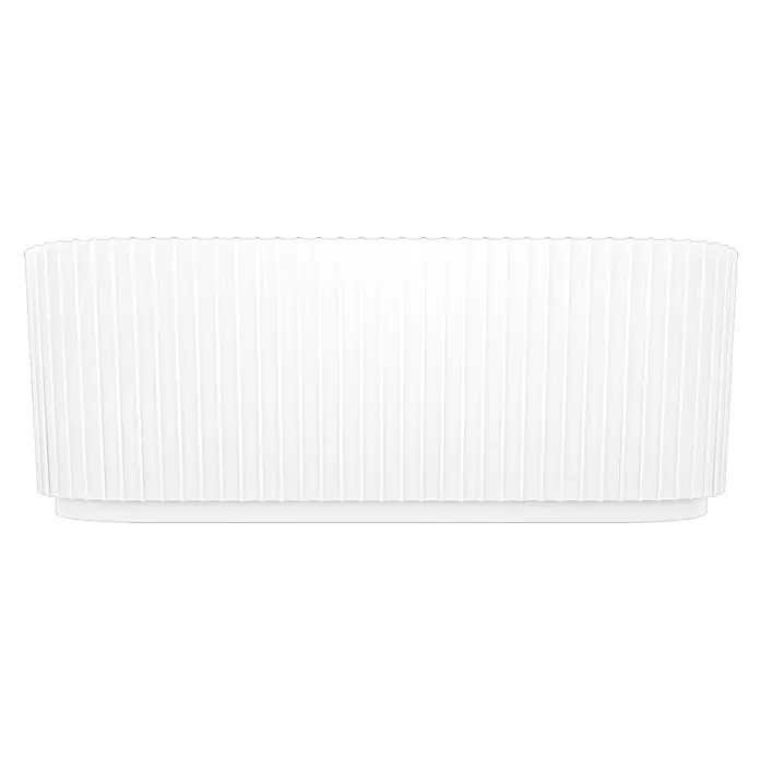 AcquaVapore Freistehende Badewanne Fertigdusche F07-170-B - L x B: 170 x 80 cm, Acryl, Weiß - Weißer ovaler Übertopf mit geriffelter Textur und gewelltem Rand.