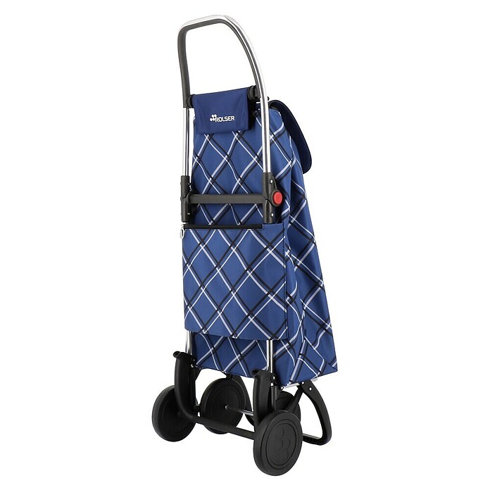Rolser Carro de la compra I-MAX Chiara (L x An x Al: 45 x 66 x 53 cm, Capacidad de carga: 40 kg, Cuadros azul) | BAUHAUS