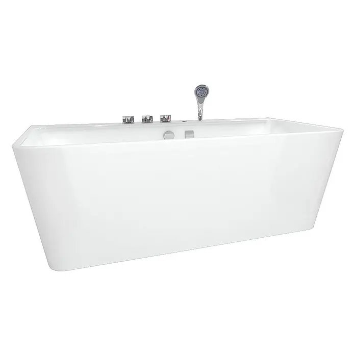 AcquaVapore Freistehende Badewanne Fertigdusche F05-170-K - L x B: 170 x 80 cm, Acryl, Weiß - Weiße freistehende Rechteckbadewanne mit integrierten Armaturen und Handbrause.