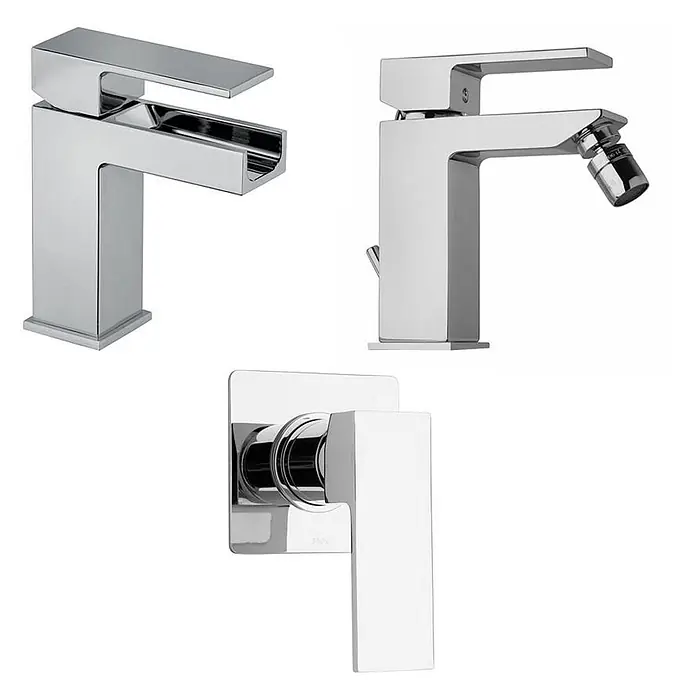 Kiamami Valentina Badewannenarmatur - Silber - Modernes Chrom-Badezimmerarmaturen-Set mit Waschtisch-, Bidet- und Wandmischer.