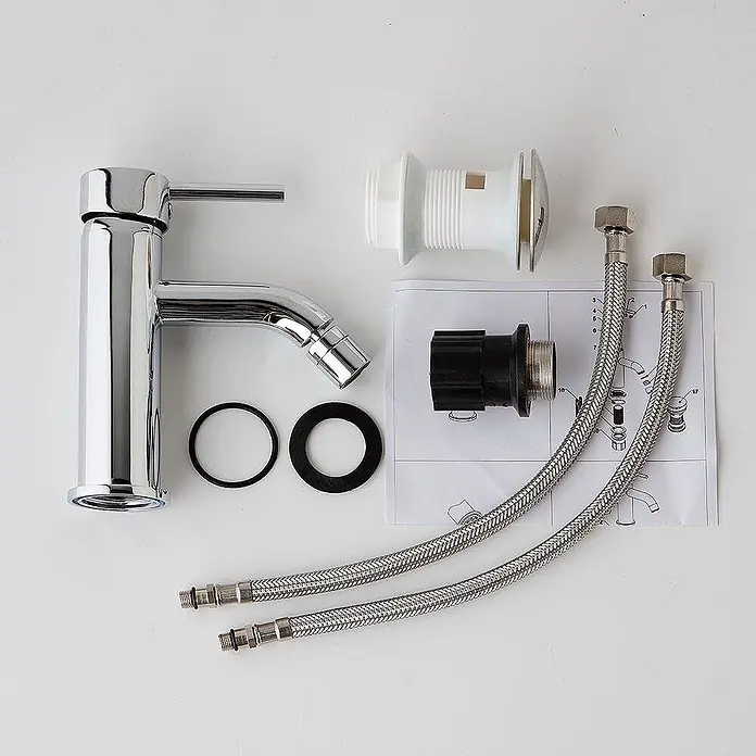 Kiamami Valentina Badewannenarmatur - Silber - Verchromtes Badezimmerarmaturen-Set, zerlegt, inklusive flexibler Schläuche, Dichtungen und Montagematerial.