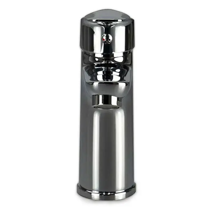 Kiamami Valentina Waschtischarmatur - Silber - Eleganter, polierter Chrom-Einloch-Waschtischmischer in modernem Design mit kleinem rotem Akzent.