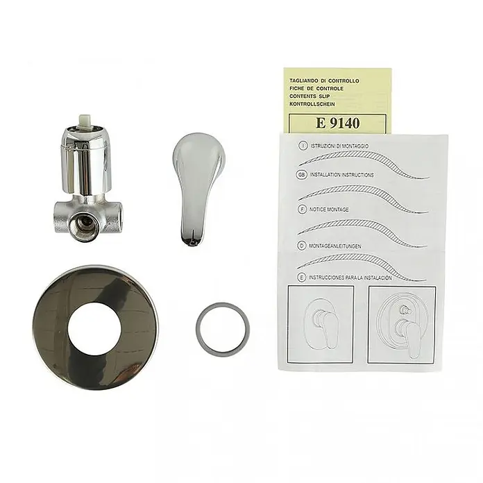 Kiamami Valentina Badewannenarmatur - Silber - Verchromtes Duschmischerventil-Set mit Körper, Griff, Rosette und Anleitung für Unterputzmontage.