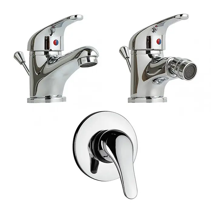 Kiamami Valentina Badewannenarmatur - Silber - Set aus verchromten Badarmaturen und Duschmischer.