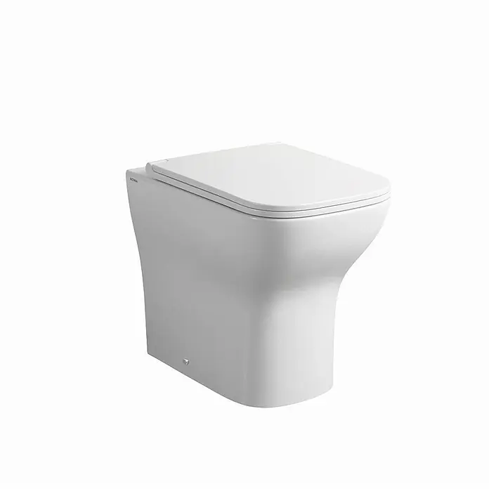 Kiamami Valentina Stand-WC - Spülrandlos, WC Abgang: Senkrecht, Weiß - Modernes weißes Keramik-WC mit quadratischem Becken und Sitz.