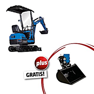 Scheppach Minibagger EXC1400 inkl. Böschungslöffel (8,5 kW, Benzin, Auslegerschwenkbereich: 45 ° - 85 °)