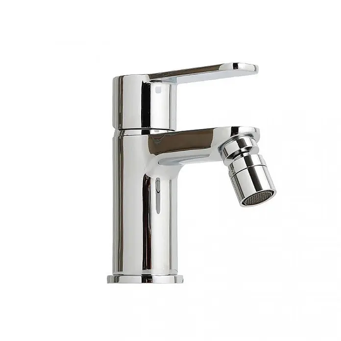 Kiamami Valentina Badewannenarmatur - Silber - Verchromte Bidet-Mischbatterie mit Einhebelgriff und verstellbarem Strahlregler.