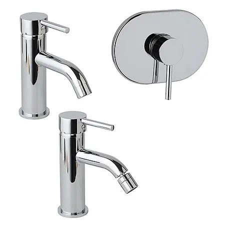 KV Verchromtes Badarmaturen-Set – Waschtisch, Bidet und Unterputz-Duscharmatur | Fassa